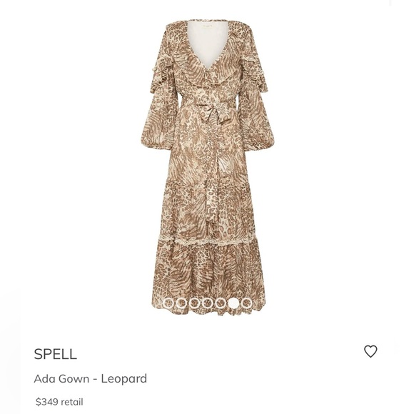 Spell & The Gypsy Leopard Print button detail ruffledAda Gown Size XSmall Boho - Picture 2 of 16